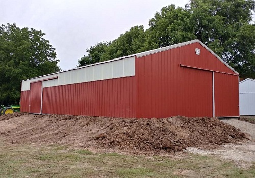 A red shed built using Post-Frame Construction near Chicago IL