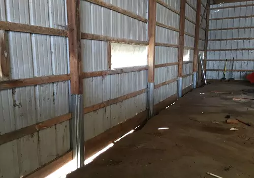The inside of a structure after recent Post-Frame Construction in Springfield IL
