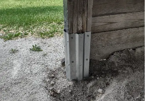An Anthem Built Repair Sleeve being used to Fix a Rotting Wood Post Without Replacing It